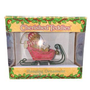 Cherished Teddies Teddy In Sleigh 2000 Enesco 546542 Hanging Ornament